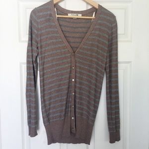 🐚 Silver & Tan Striped Cardigan